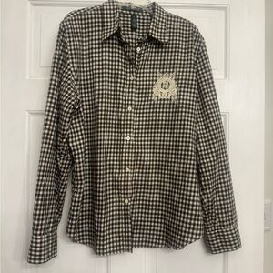 Ralph Lauren Black and White Checkered Blouse